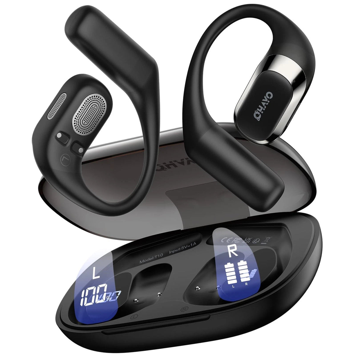 Open Ear Headphones for Ergonomic Comfort (Black)