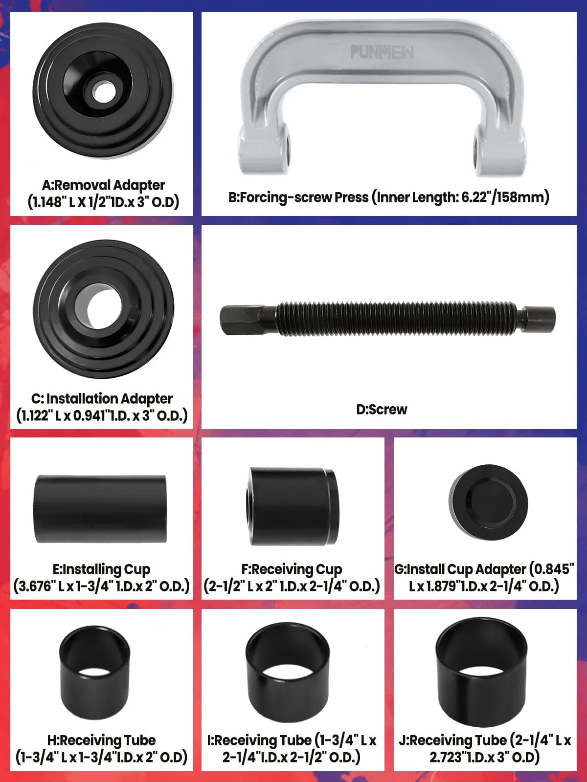 10pc Ball Joint Press Kit for 4x4 Vehicles