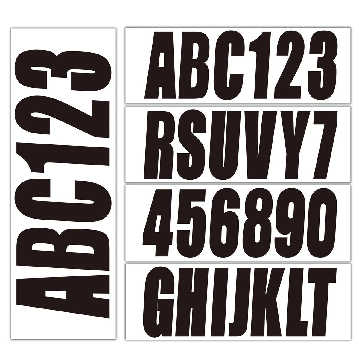 Set of 4 Boat Registration Letters & Numbers Stickers A-Z 0-9 (Black)