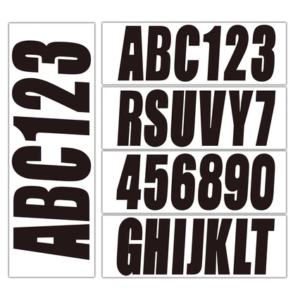 Set of 4 Boat Registration Letters & Numbers Stickers A-Z 0-9 (Black)
