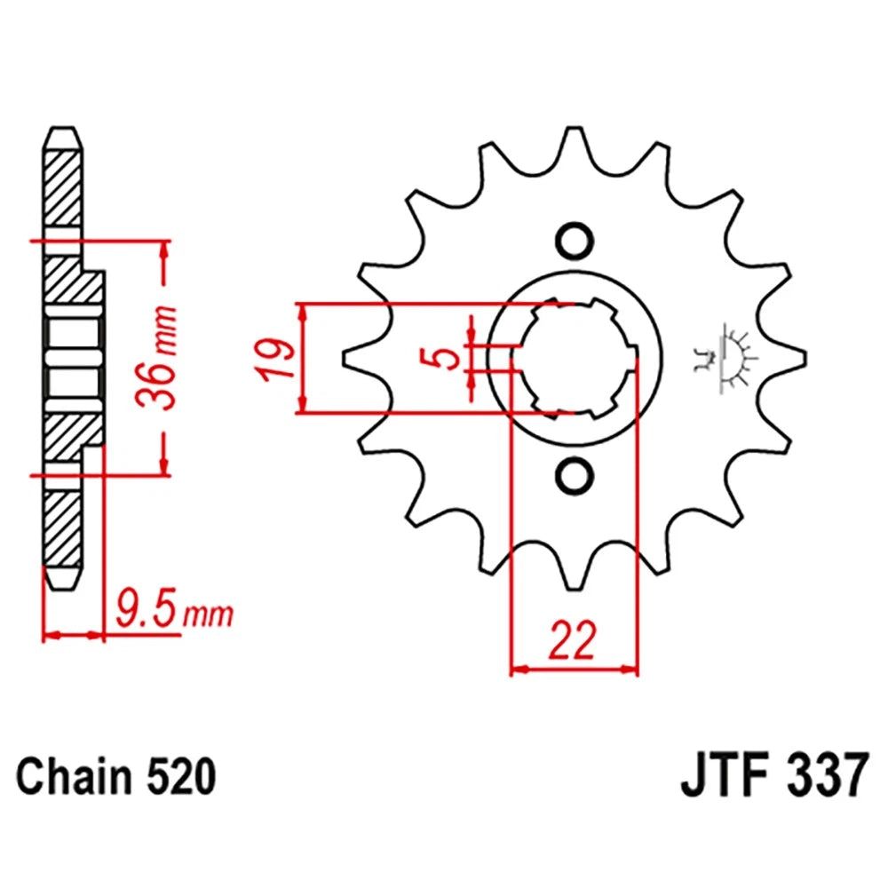 14 Tooth JT Sprocket for Honda CR250R CR480R CR500R (1978–1985) JTF337.14b