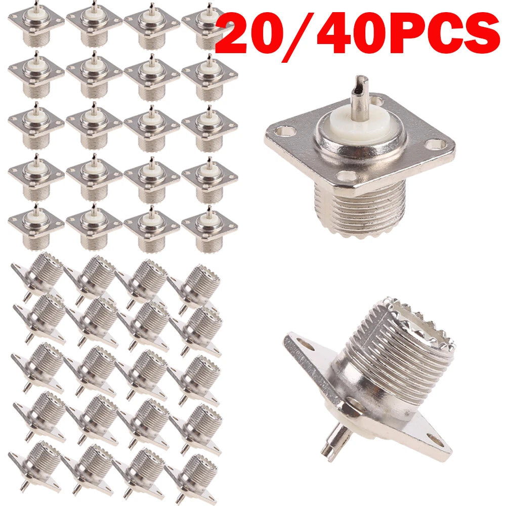 20PCS UHF Female Jack SO-239 Bulkhead Panel Chassis Mount Connector