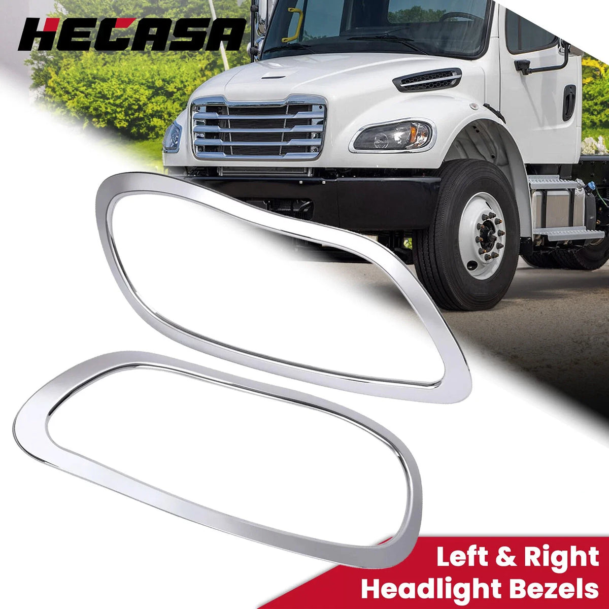 Chrome Headlight Bezels Trims for Freightliner M2 100 106 112 (2002–2018)