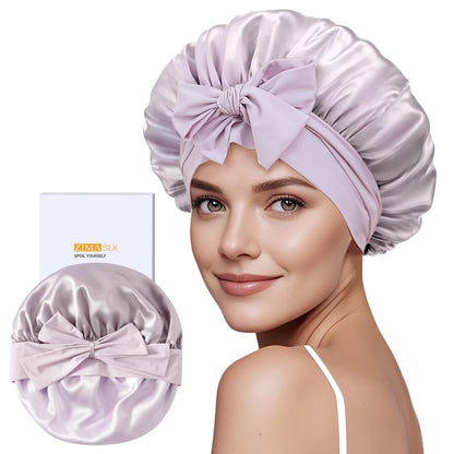 Silk Bonnet for Women - 100% Mulberry, Purple, One Size