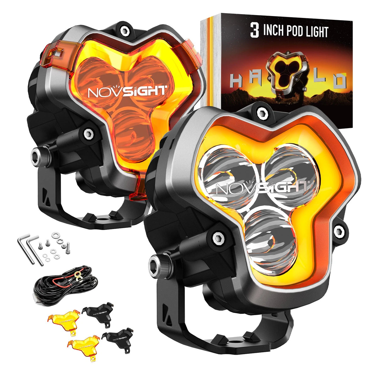 2X NOV A500-WL8PRO-3S LED Pods Light Spot Beam for Jeep Ford (Off-Road)