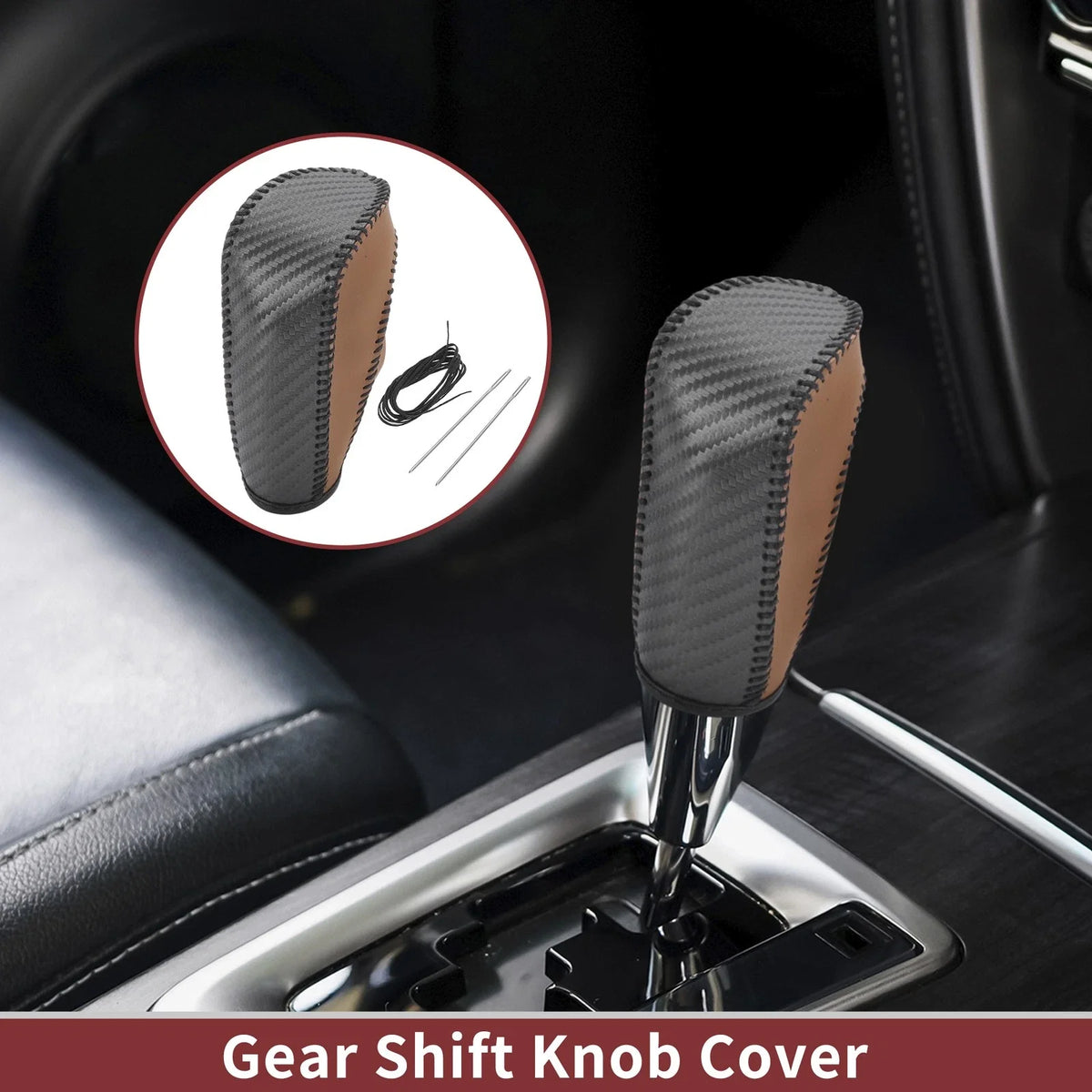 Gear Shift Knob Cover for Ford Fiesta (2009–2012) Black Brown Faux Leather