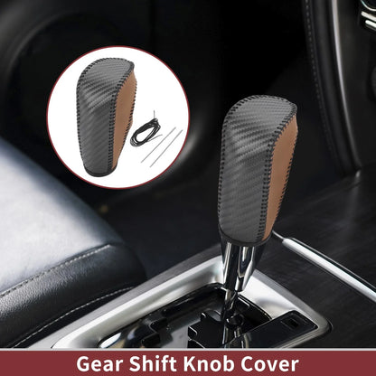 Gear Shift Knob Cover for Ford Fiesta (2009–2012) Black Brown Faux Leather