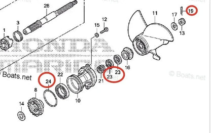 Lower Gearcase Seal Kit for Honda 25HP BF25D 30HP BF30D (91252-ZW4-003, 91351-ZV7-003)
