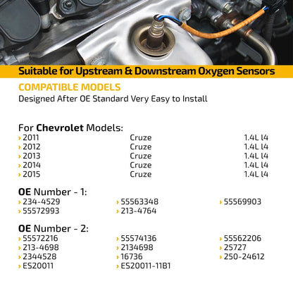 Set of 2 Oxygen Sensors for Chevrolet Cruze 1.4L (2011–2015)