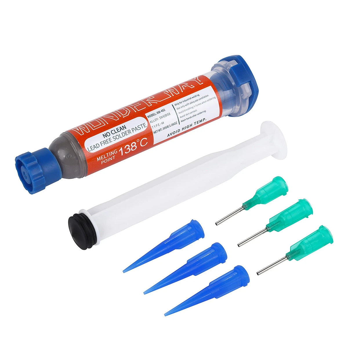 30g T4 Lead Free Solder Paste No Clean, 138℃ Melting