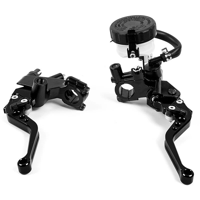 2X 7/8" Black Motorcycle Brake Master Cylinder Clutch Reservoir Levers