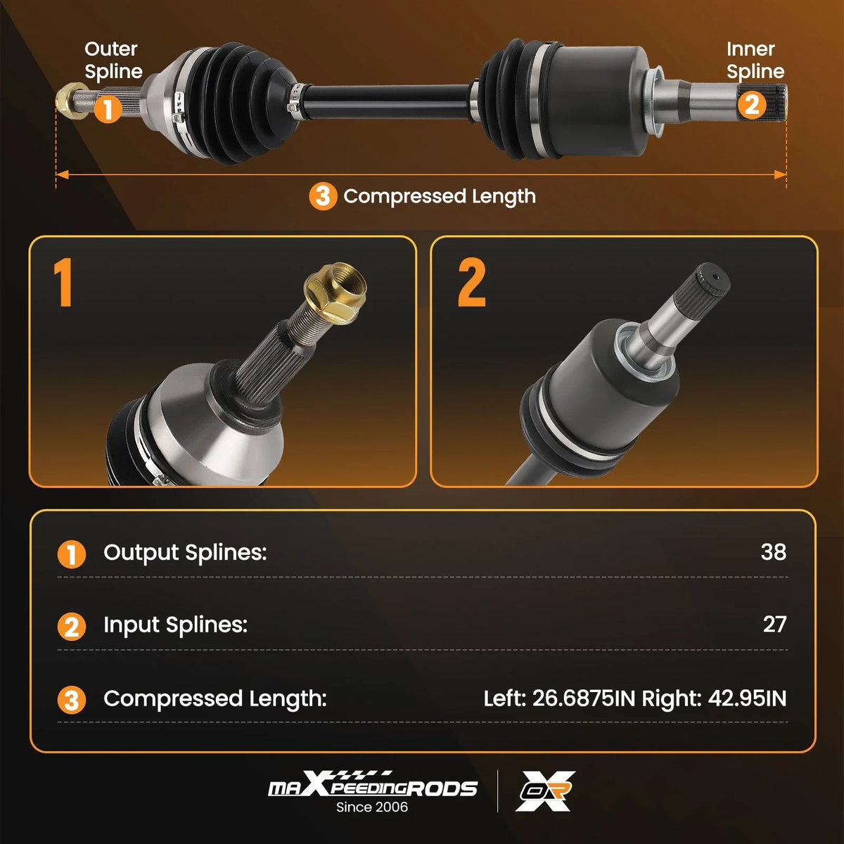 2X CV Axle Shaft Set for Ford Explorer (2011–2014)