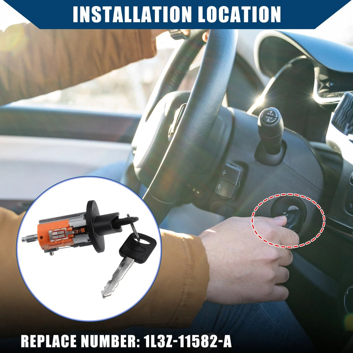 Ignition Switch Door Lock Cylinder w/ Key for Ford E150 E250 E350 (2004–2014)
