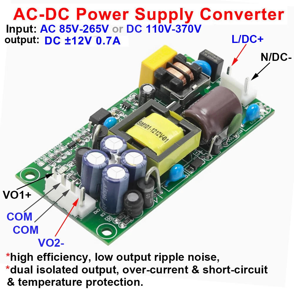 AC-DC Switching Power Supply Board Module ±12V 17W for Various Applications