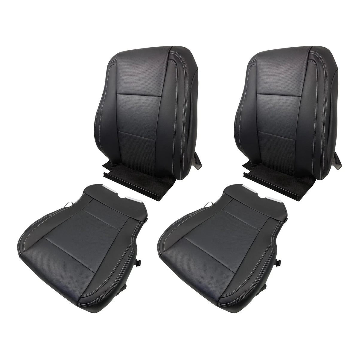Set of 2 Black Leather Seat Covers for Ford F150 (2015–2017) BCK16775K