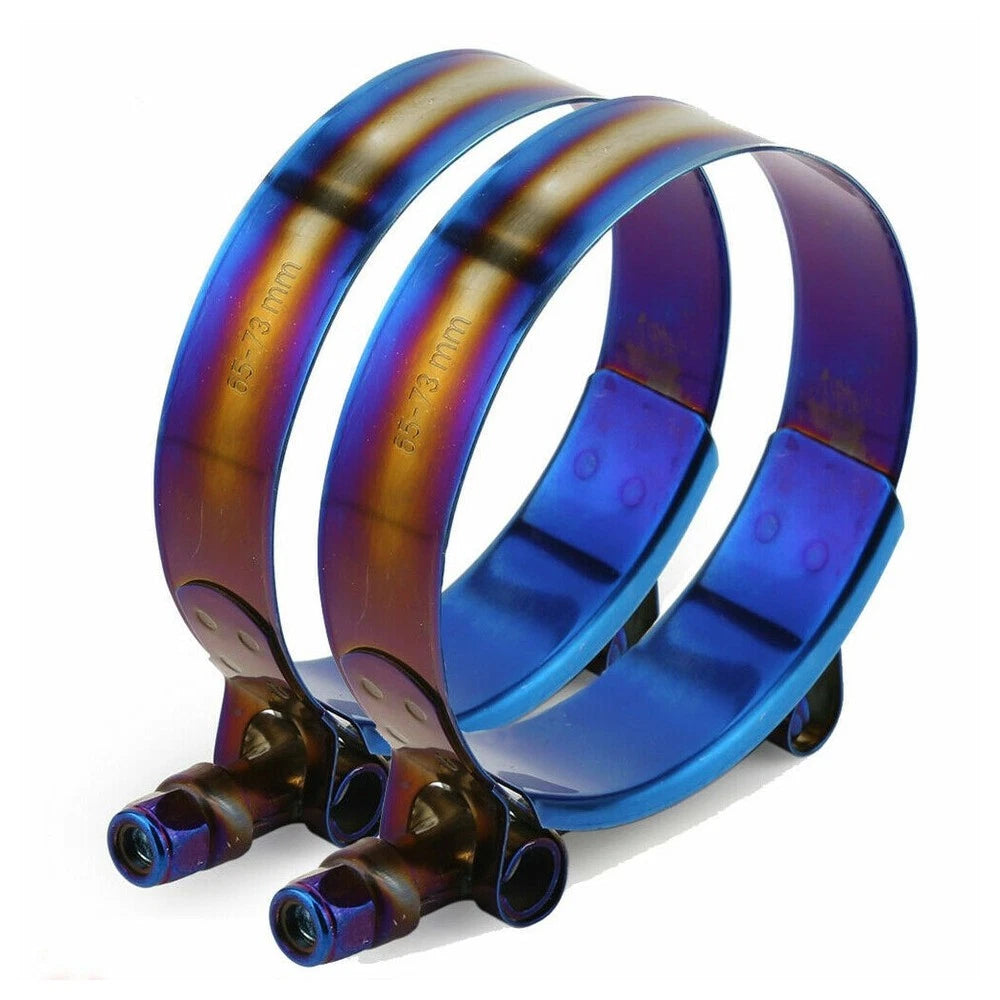 Set of 4 Adjustable Titanium Blue Stainless Steel T-Bolt Clamps 45mm-98mm