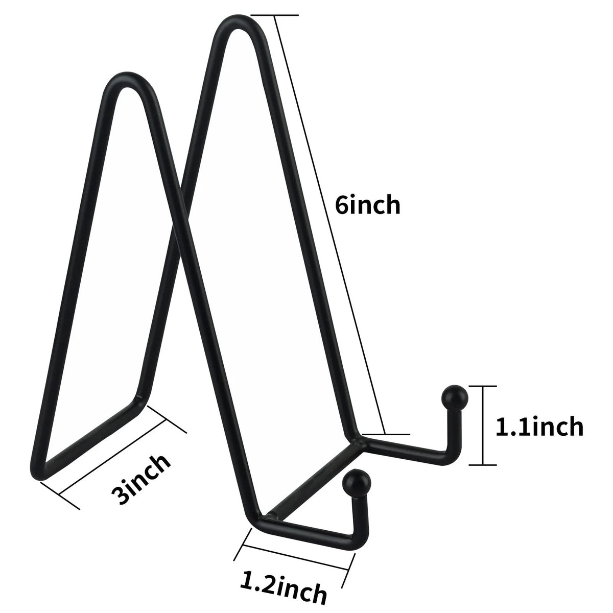 3 Pack 6 Inch Black Metal Display Stands for Picture Easel & Plate Holder