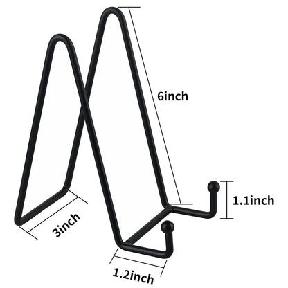 3 Pack 6 Inch Black Metal Display Stands for Picture Easel & Plate Holder