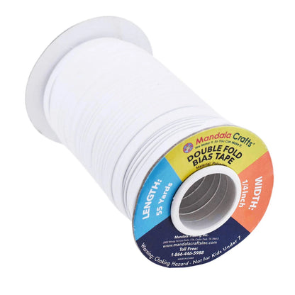 1/4 Inch Double Fold White Ribbon for Crafting (55 Yards)