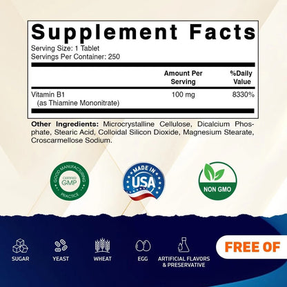 Vitamatic Vitamin B1 (Thiamine Mononitrate) 100mg - 500 Count