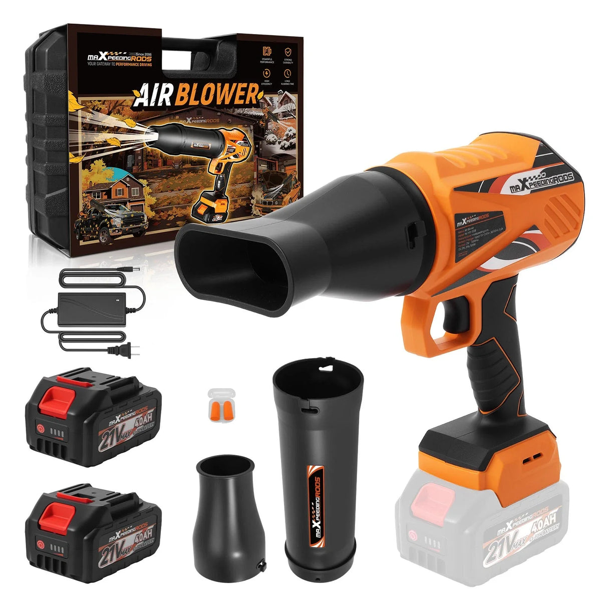 2X Cordless Leaf Blower 21V Brushless Motor 550 CFM 4000mAh Battery