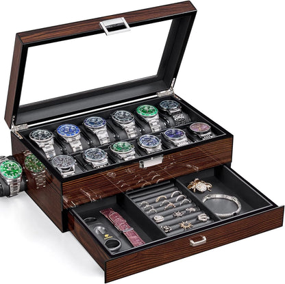 12 Slot Wooden Watch Box for Men (No Known Part Numbers)