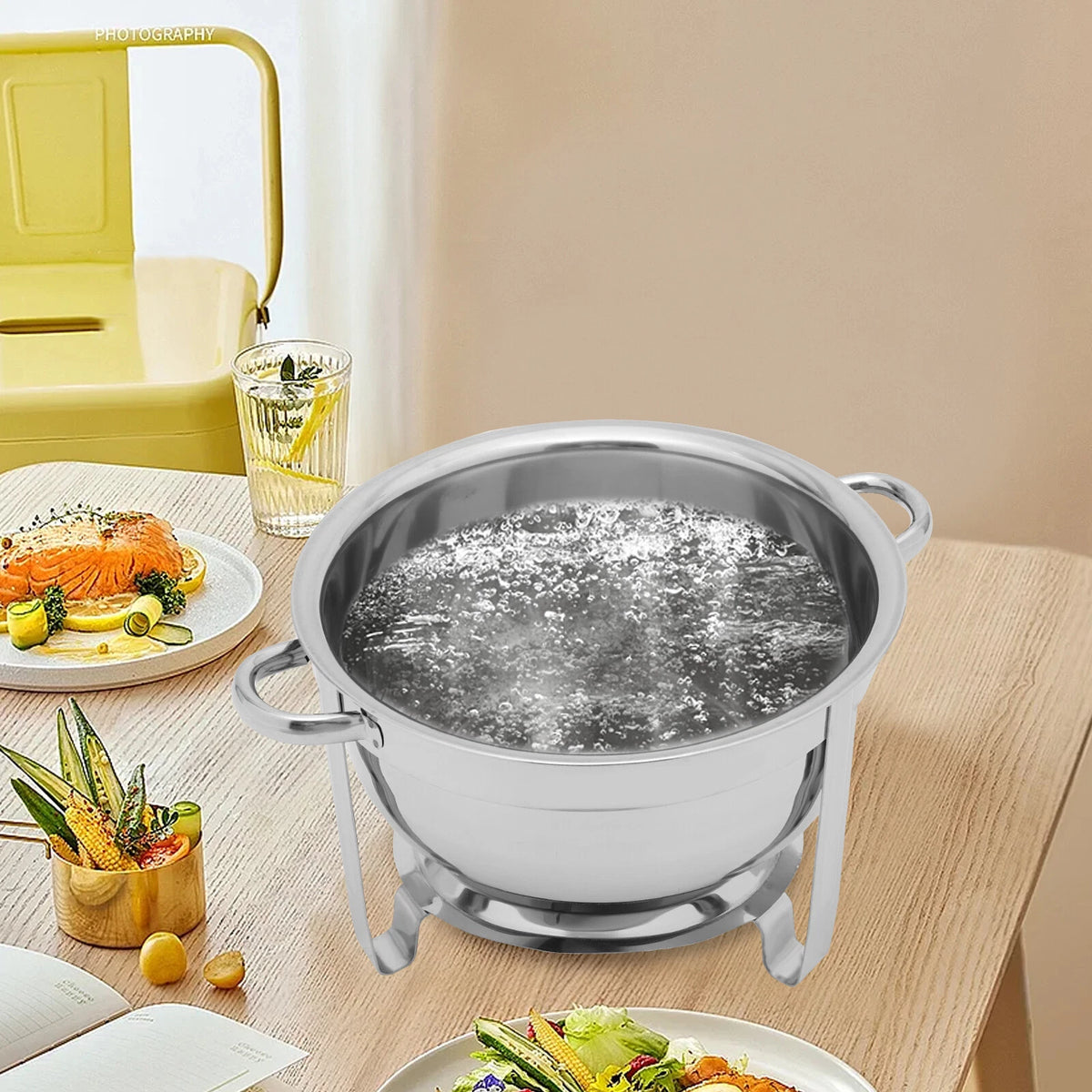 14.2 Qt. Round Stainless Steel Catering Chafing Dish