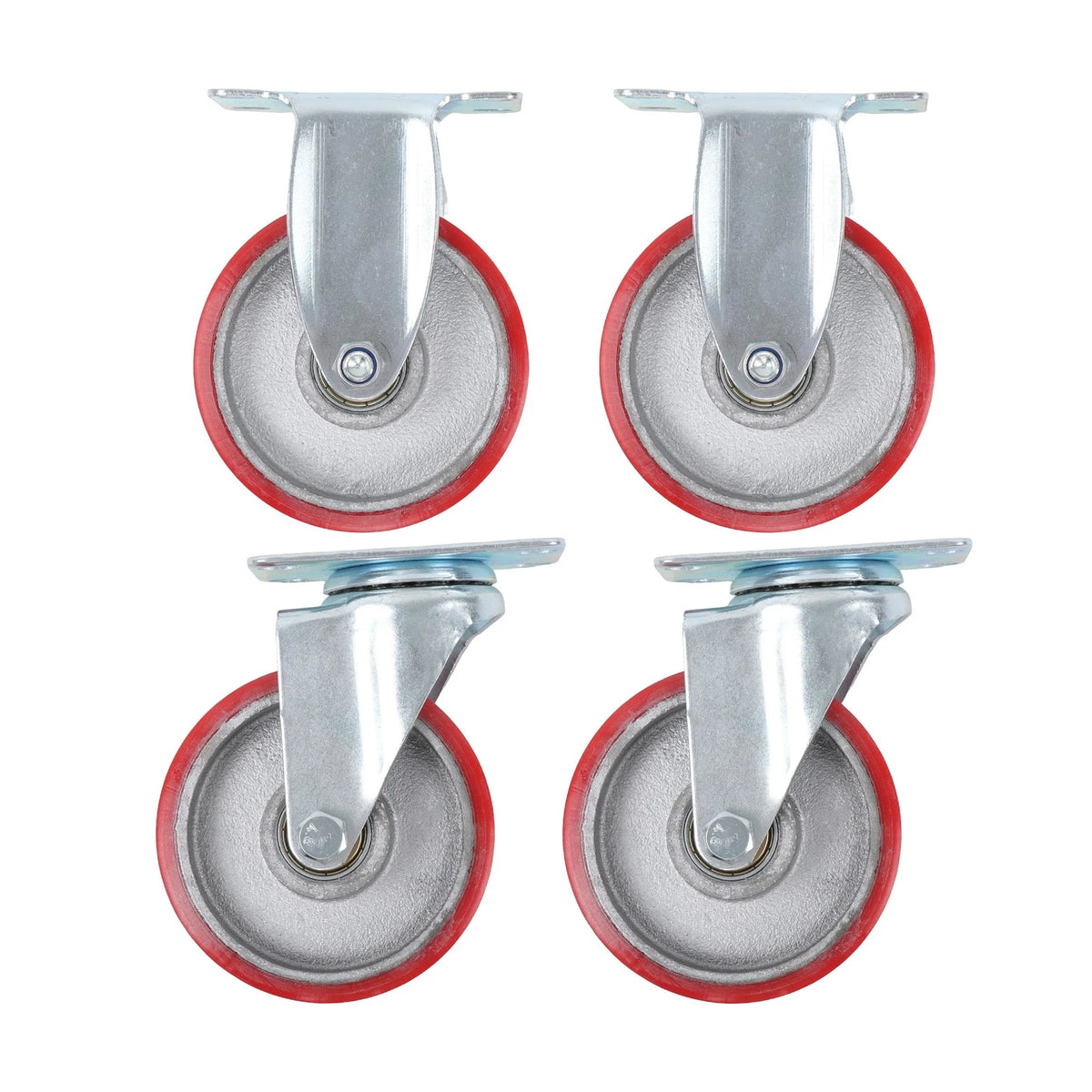Set of 4 Swivel Caster Wheels for Universal Use (4 Inch, Galvanized Polyurethane)
