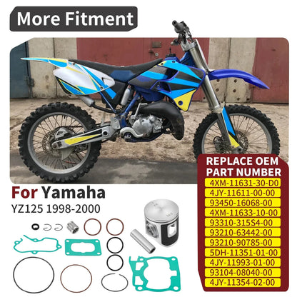 Piston Rings Kit for Yamaha YZ125 (1998–2000) - 54mm, Bearing, Gasket