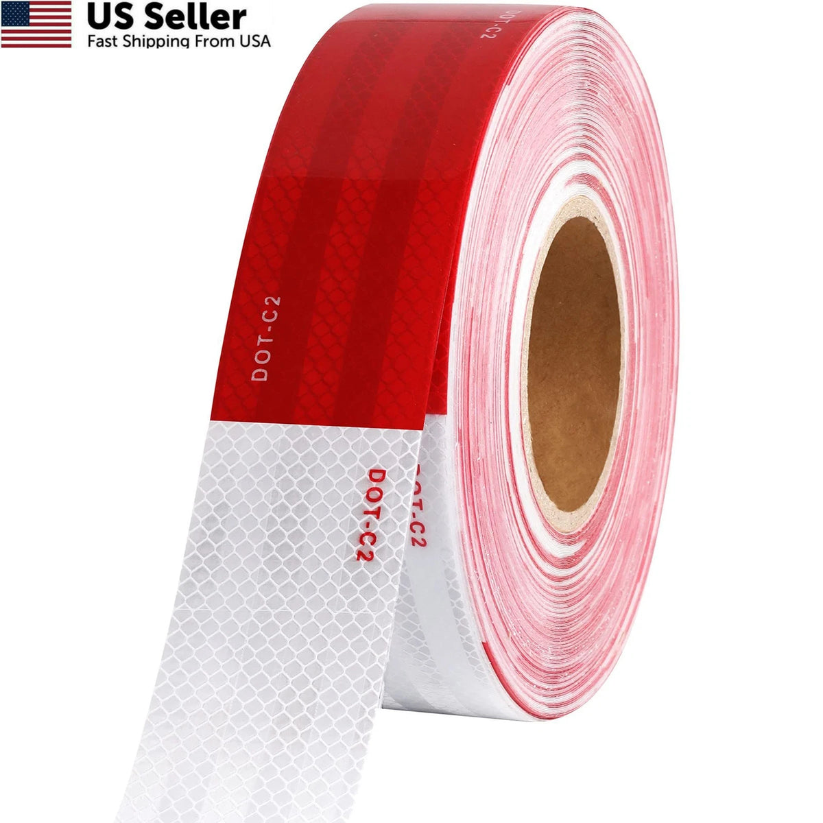 2X 160FT Dot Reflective Tape for Vehicles (Red and White)
