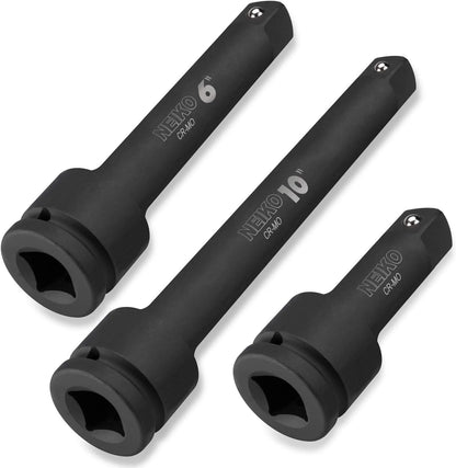 Set of 3 Impact Extension Bars for 3/4-Inch Drive (4", 6", 10")
