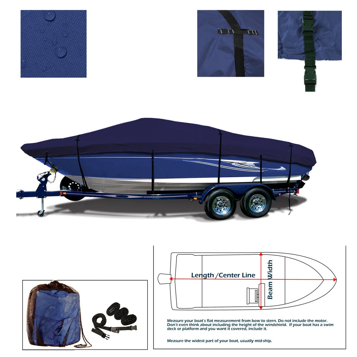 Heavy Duty Waterproof Trailerable Boat Storage Cover for Skeeter 1650 (w/o Windshield)