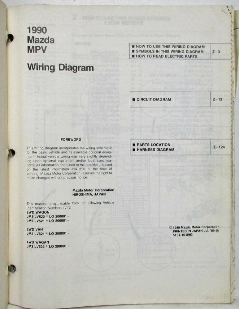 Electrical Wiring Diagram for Mazda MPV (1990–1990)