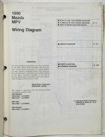 Electrical Wiring Diagram for Mazda MPV (1990–1990)