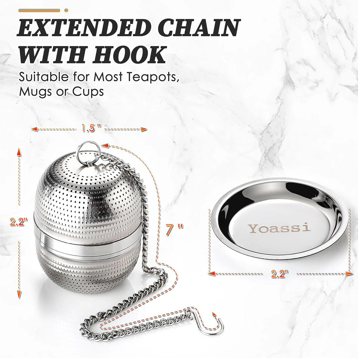 2 Pack Tea Infusers for Loose Tea - Extra Fine Mesh 18/8 Stainless Steel