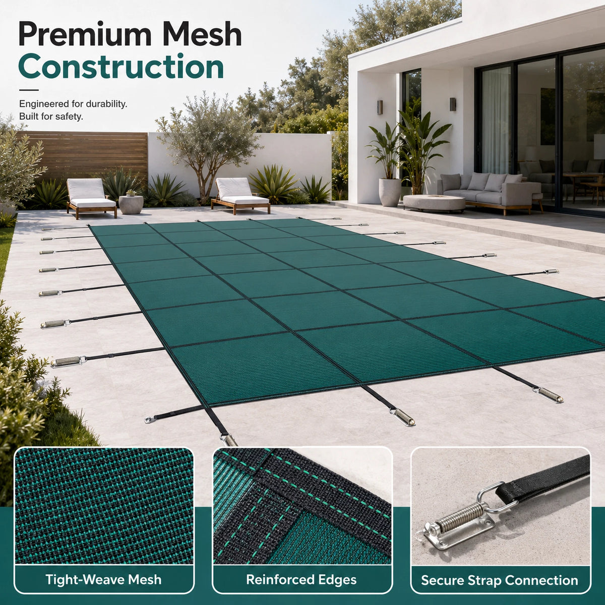 Safety Pool Cover for Above/Inground Pools (16x32, 18x36, 20x40 FT)