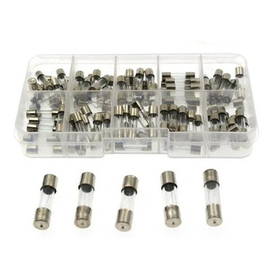 Set of 100 Fast-Blow Glass Tube Fuses