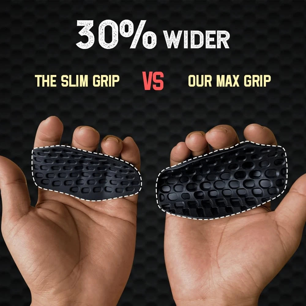 Rubber Gym Grips for Weight Lifting (Men & Women) - Anti Slip, Large, Black