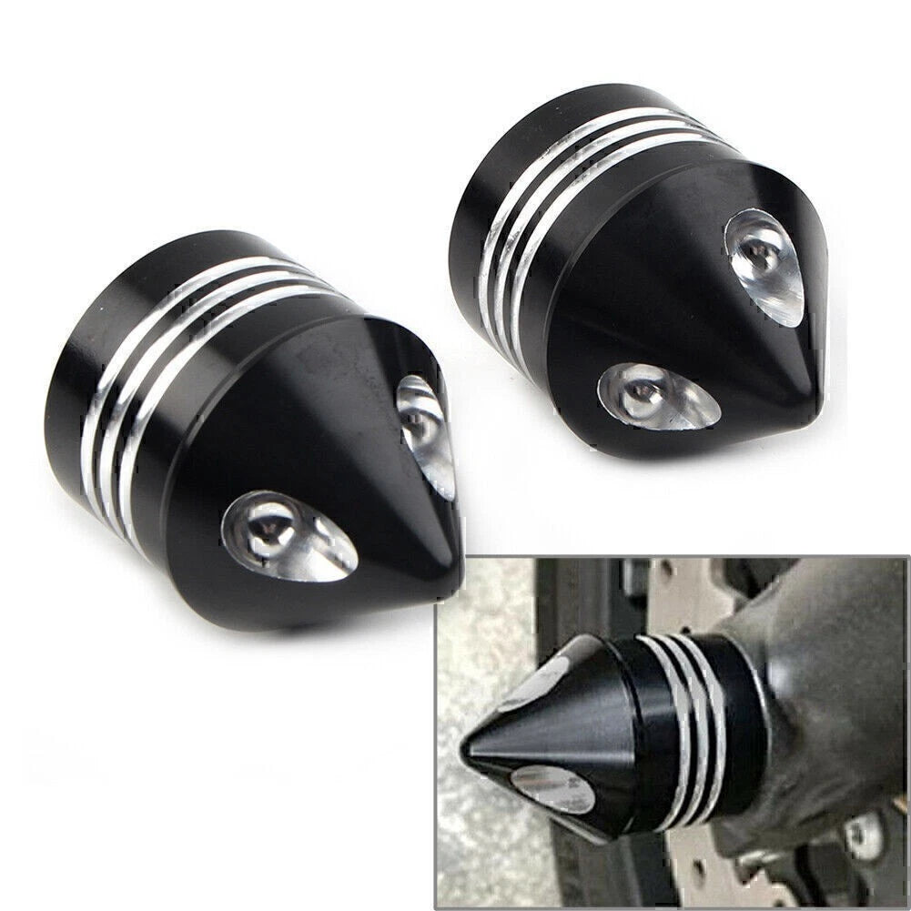 2Pcs Black Front Axle Cap Nut Cover for Harley Electra Glide Sportster