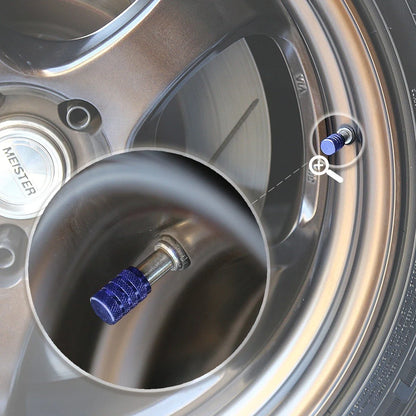 Set of 4 Blue Aluminum Tire Stem Caps for Universal Vehicles