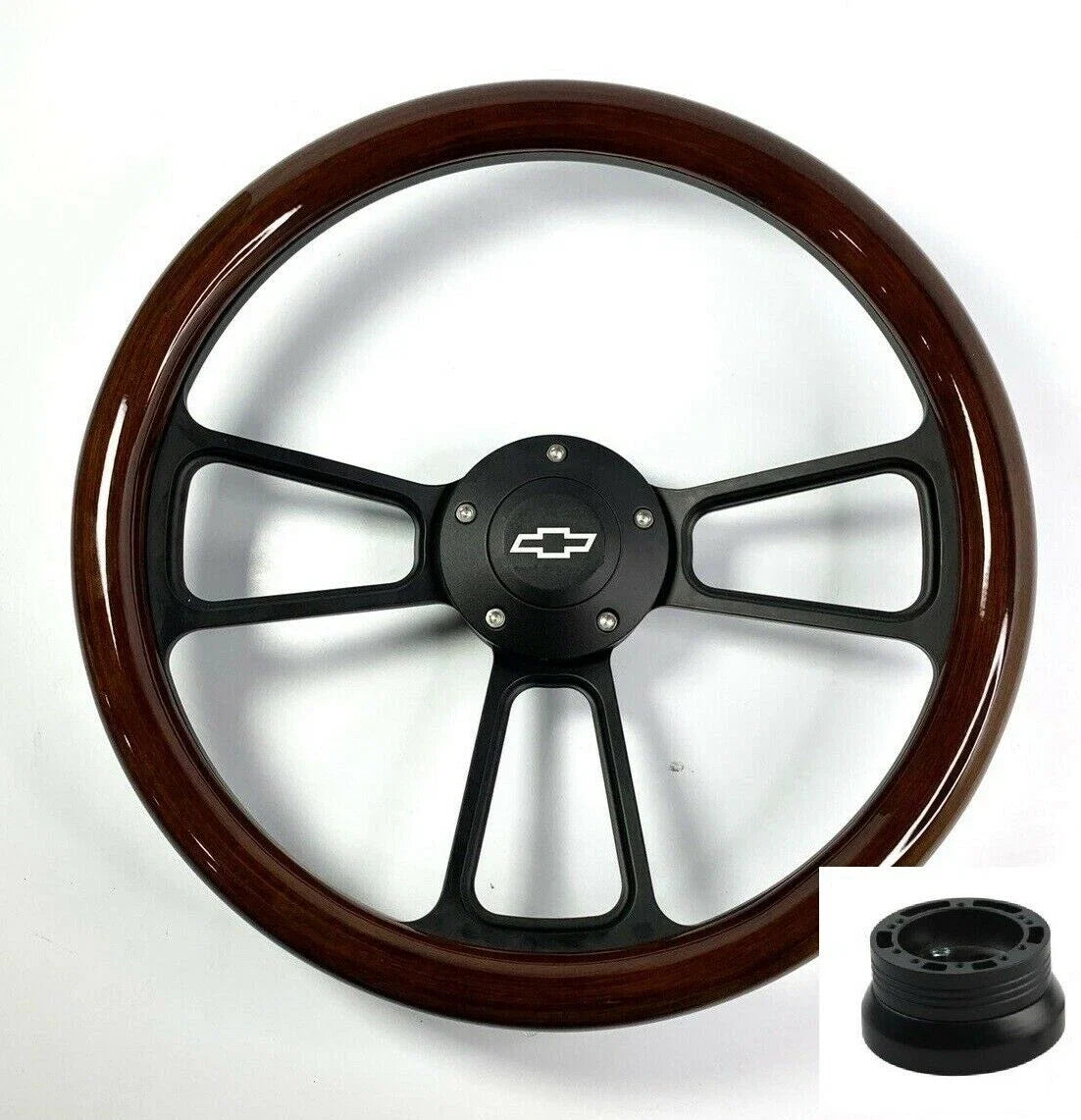 Steering Wheel Cover Dark Wood Wrap 14 inch for Vehicle Universal (2000–2024)