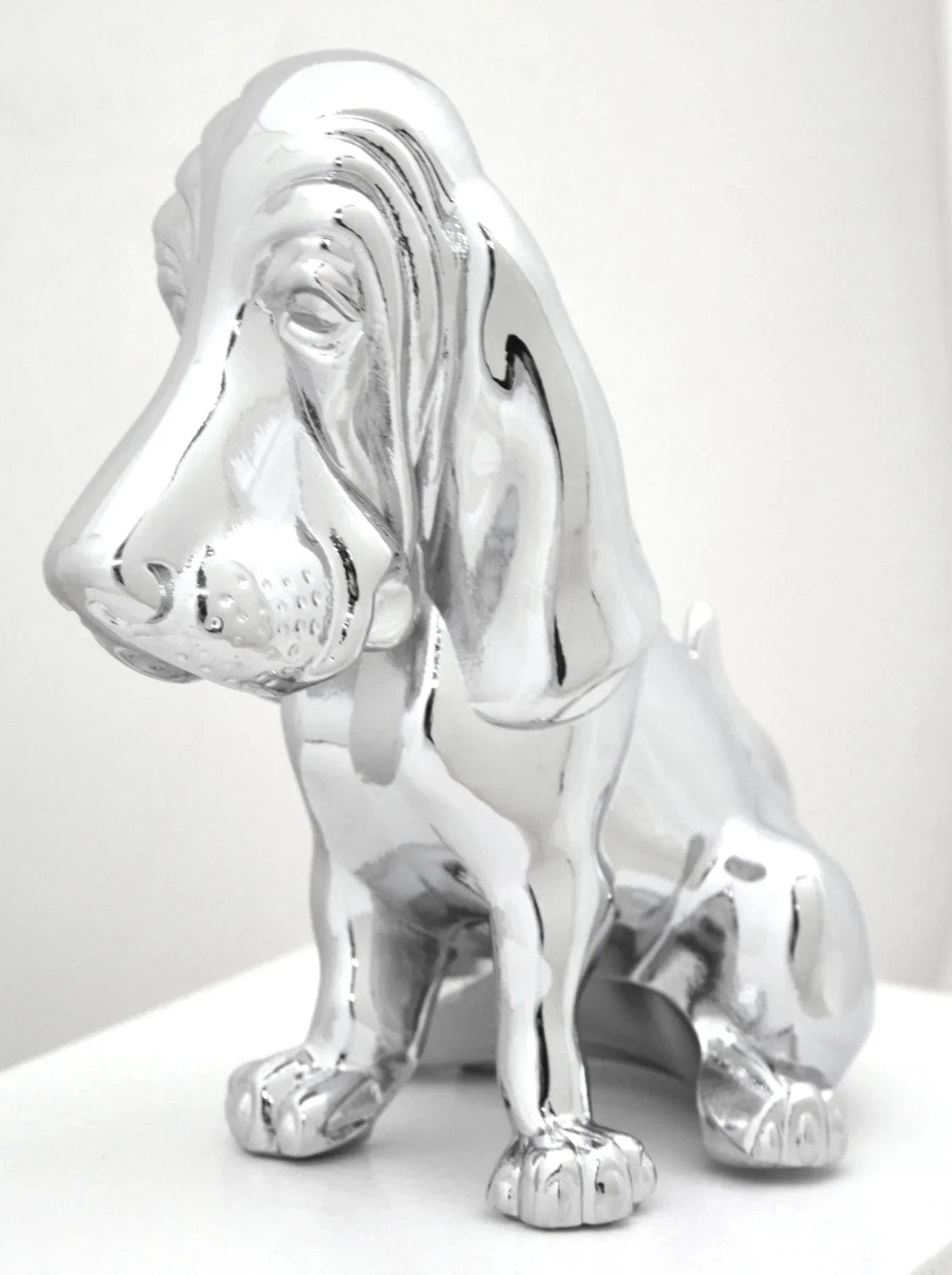 Hood Ornament for Basset Hound Chrome 4 Stud Mount (H)-HTS#5040