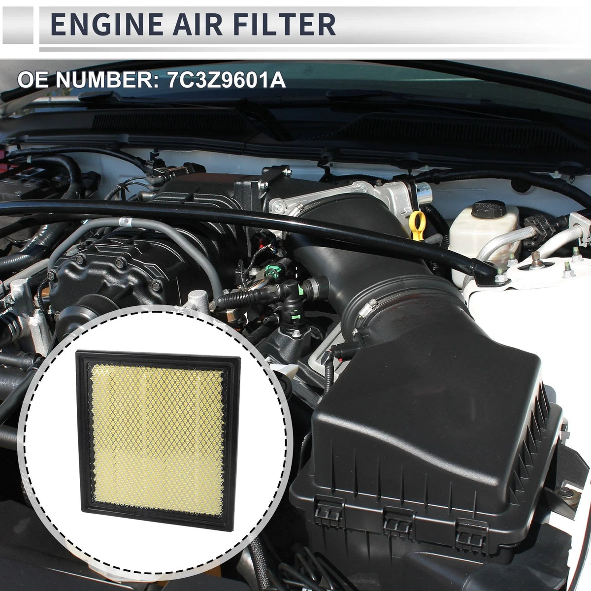 Car Engine Air Filter No. 7C3Z9601A for Ford F-150 (2009–2024) 1 Pc