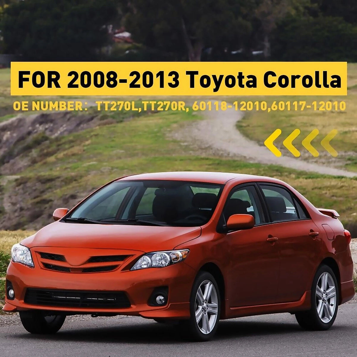 2X Black Side View Mirror Corner Cover for Toyota Corolla (2008–2013)