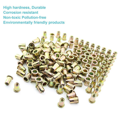 100Pcs 1/4"-20 UNC Rivet Nuts, Carbon Steel Zinc Plated