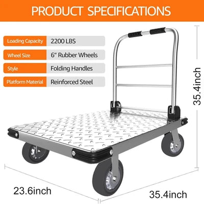 Heavy Duty Folding Dolly Cart Hand Truck 2000 lb Utility Trolley
