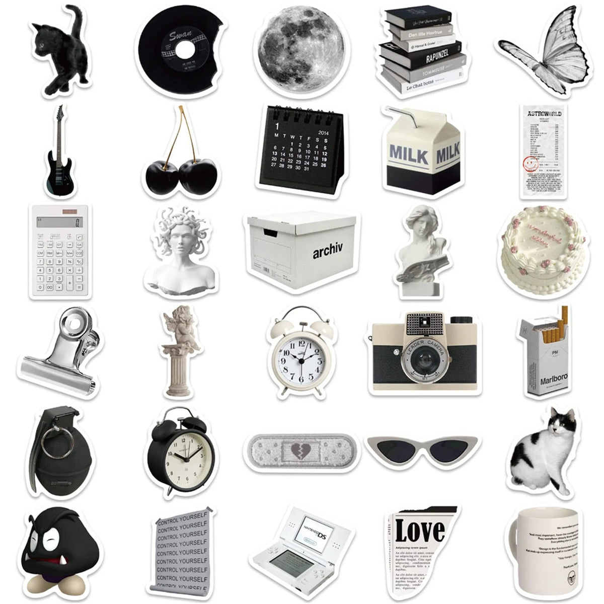 60PCS Aesthetic Stickers Pack for Y2K Style (2-4 inches)