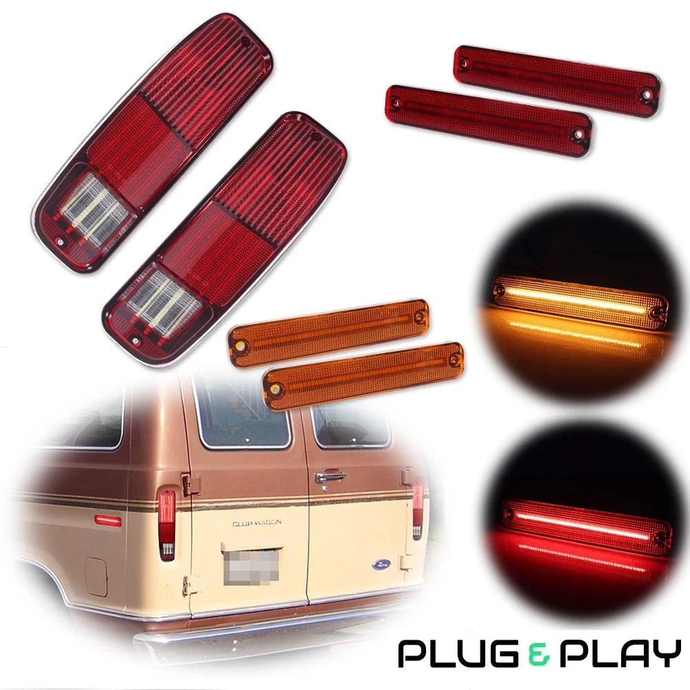 6Pcs LED Side Marker & Tail Light for Ford F150 F250 (1973–1979)