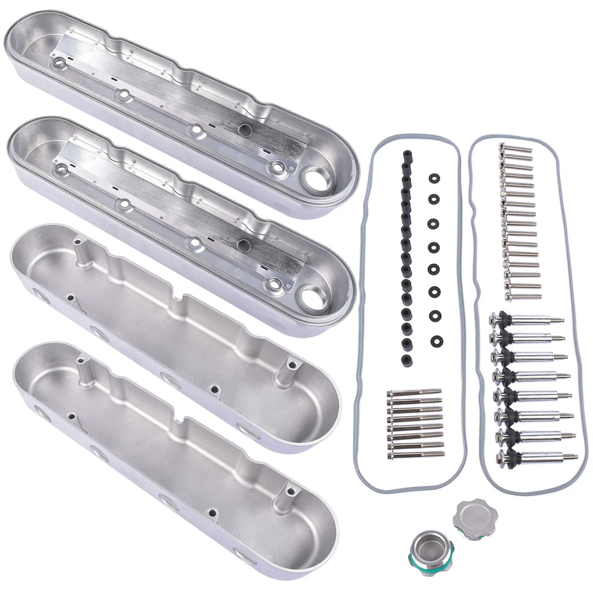 Silver Engine Valve Covers for Chevy LS1 LS2 LS3 LS6 LS7 (1997–2023)