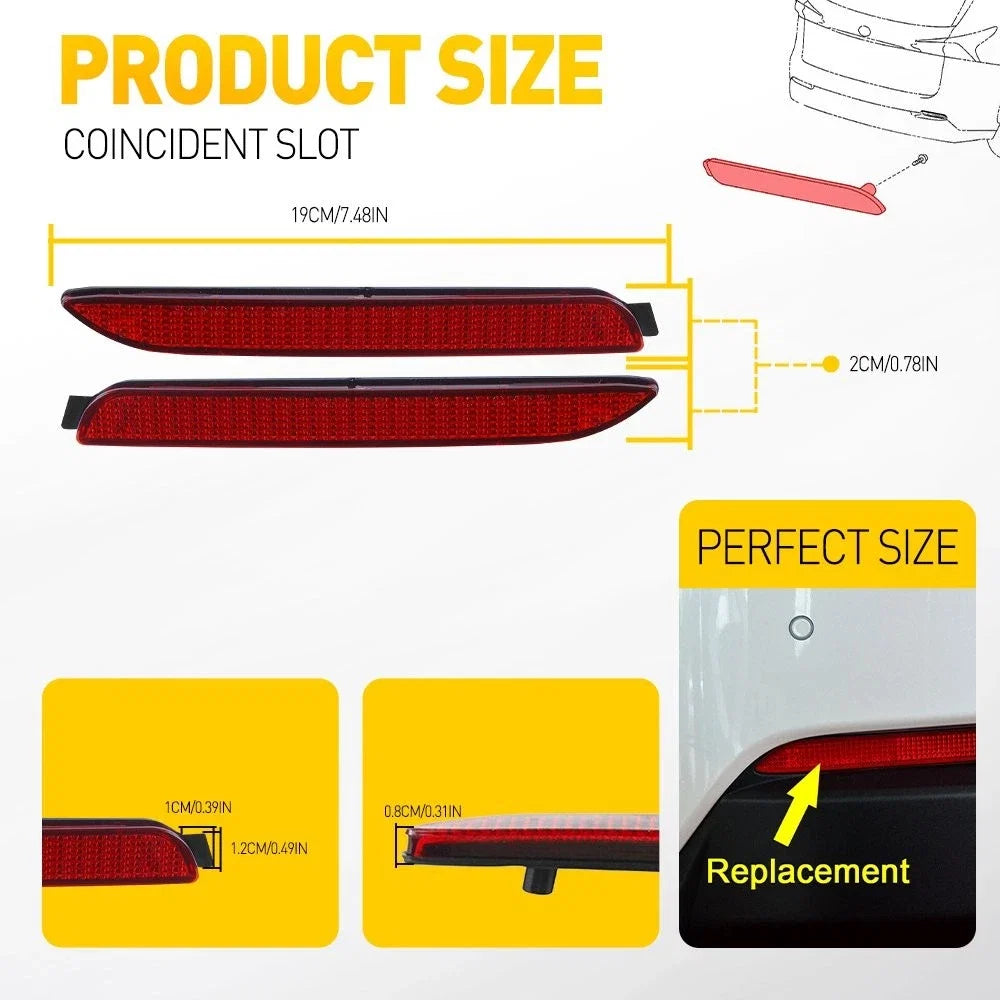 Set of 2 Rear Reflector Light Lamps for Toyota RAV4 (2019–2023)
